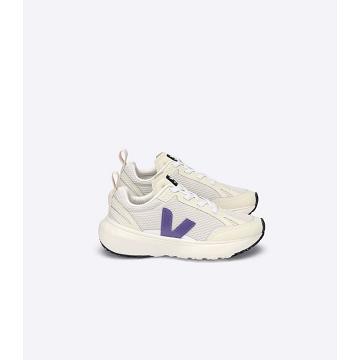 Kids' Veja CANARY ELASTIC LACE Running Shoes Beige/Purple | ZA 709YXF